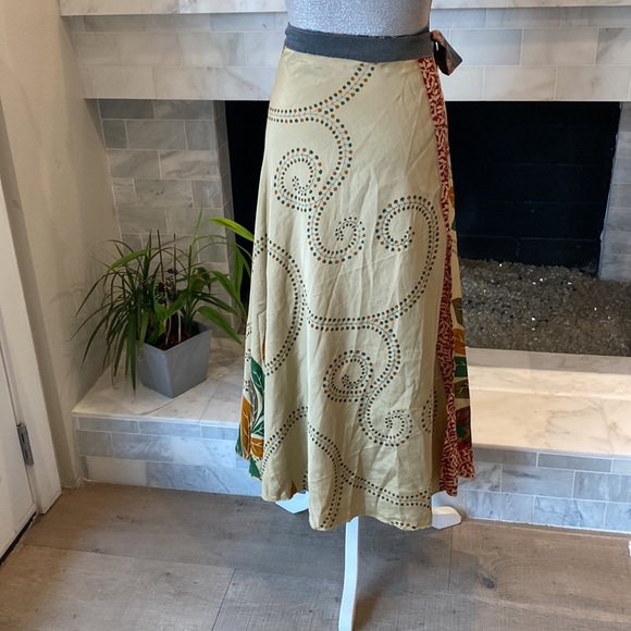 Unique Reversible Floral MIDI Wrap Skirt Size S/M - Picture 5 of 15